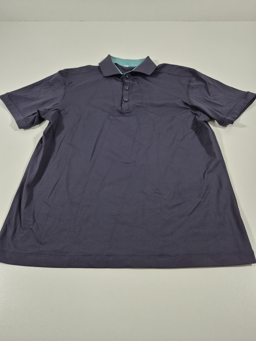 Lululemon Polo Shirt Mens L Blue Solid Jersey Golf Performance Stretch